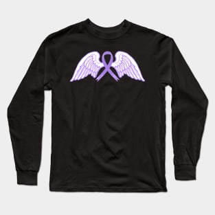 Purple Awareness Ribbon with Angel Wings Long Sleeve T-Shirt